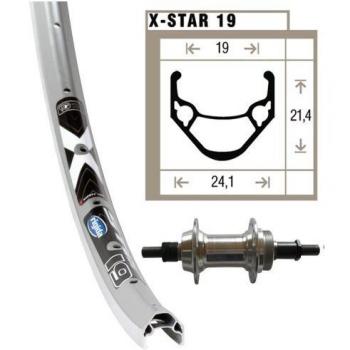 Rueda Trasera 24x1.75 con 36 Agujeros, Rigida X-Star 19, Radios de Acero Inoxidable