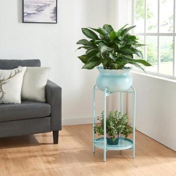 Soporte para plantas Altena 60 x 27 x 27 cm Metal Azul Claro