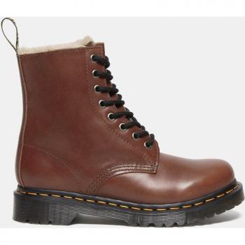 Dr. Martens 1460 Serena Women's Brown Flat Boots with Fur Lining and Back Pull Tab