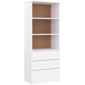 Librería Alta con Cajones Blanca 60x35x142 cm de Madera de Pino Sólido