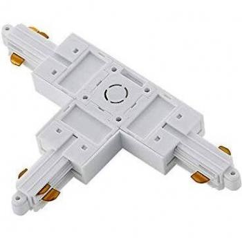Conector en T para sistema de riel monofásico, blanco