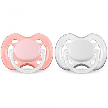 Philips Avent SCF178/26 - Pack 2 chupetes ventilados, para niña de 0-6 meses, color naranja / transparente