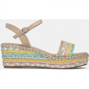 Alma en Pena Sandalias de cuña para mujer modelo V24AB2141 Beige con puntera cuadrada y trenzados
