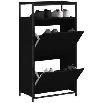 Zapatero Armario Estantería de Zapatos de Madera de Ingeniería Color Roble Ahumado, Gris Sonoma, Marrón Roble 60x34x112 cm