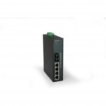 LevelOne IFP-0503 Unmanaged Fast Ethernet PoE Switch, 5-Port (4 PoE Ports), Industrial Grade, Black