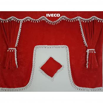 Juego de 5 piezas rojo cortinas con borlas de color blanco Universal tamaño todos los modelos de camión cabina accesorios decoración tejido de felpa