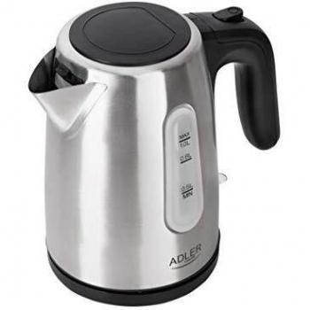 Adler AD1273 Hervidor de Agua Eléctrico 1 Litro, Acero Inoxidable, sin BPA, Apagado Automático, Inalámbrico 360º, Resistencia Oculta,