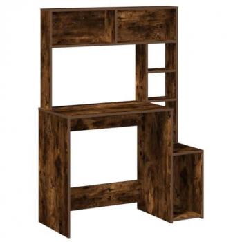 Escritorio con Estantes de Madera Ingenierizada en Roble Ahumado 100x45x140 cm