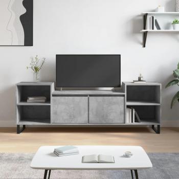 Mueble para TV de madera contrachapada 160x35x55 cm en color gris hormigón, ideal para salón, diseño moderno y funcional