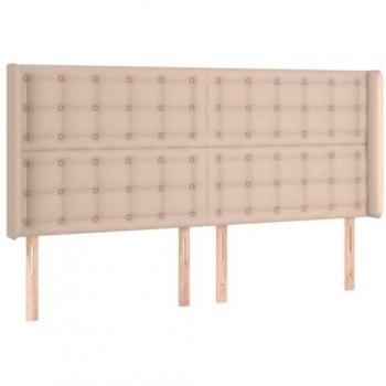 Cabecero con LED de Cuero Sintético Capuchino 203x16x118/128 cm