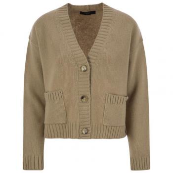 Max Mara Women's Arad Soft Wool Cardigan in Sand - Trendy Green Style, Size M