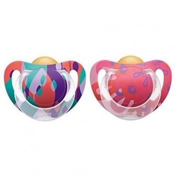 10172083 NUK Genius Color - Látex Chupete, pezón de ortodoncia, BPA-libre, de 6 a 18 meses, tamaño 2, color: púrpura / rosa viejo