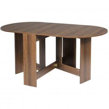 Mesa Plegable de Comedor Costway para Cocina, Balcón y Jardín, 163 x 80 x 75 cm, color Marrón, capacidad para 4-7 personas