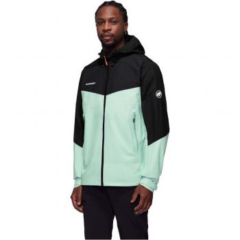 Mammut Chaqueta de montaña Convey Tour HS Verde para hombre, impermeable, transpirable, con capucha ajustable, sistema de ventilación bajo las axilas, múltiples bolsillos y ajuste en puños y dobladillo