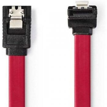 Cable SATA Acodado con Anclajes 50cm Rojo