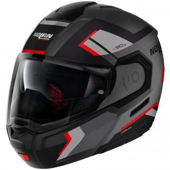 Nolan Casco Modular N90-3 Lighthouse Gris-Rojo, características: diseño modular, visera anti-rayaduras, sistema de ventilación eficiente, interior desmontable y lavable, homologación ECE 22.05