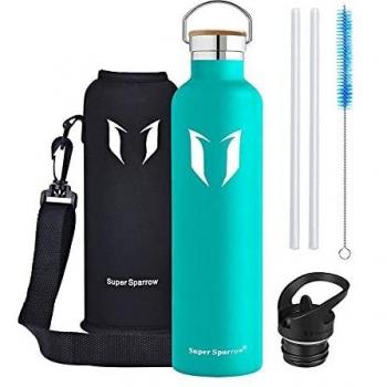 Super Sparrow Botella Agua Acero Inoxidable - Botella Agua Niños - 350ml/500ml/620ml/750ml/1L - Botella Termica Boca Estándar - Sin BPA , para Niños & Adultos, Deporte, Oficina, Yoga, Ciclismo