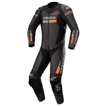 Alpinestars Mono de cuero GP Force Chaser Negro-Naranja Fluo / Traje de cuero de motocicleta de una pieza - Negro Rojo (48)