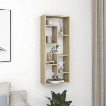 Estantería de pared contrachapada 36x16x90 cm en color Blanco, Negro y Roble Sonoma, mueble de almacenaje ideal para oficina, estudio y dormitorio; funcional como estantería, librería o mueble