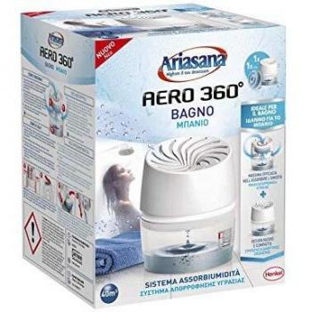 Ariasana Aero 360 Kit Dehumidificador de Baño, Absorbe Humedad y Olores, Incluye Dispositivo y Ricarica de 450g
