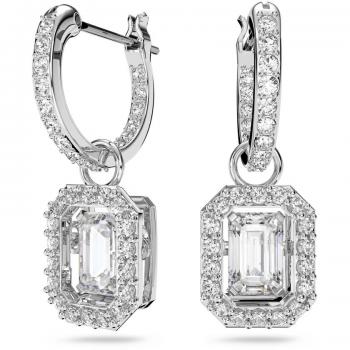 Pendientes Swarovski Millenia con corte octagonal, cristal blanco y baño de rodio para mujer