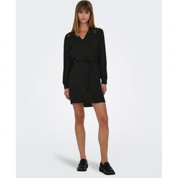 Vestido corto de cuello de pico camisero con encaje jdy