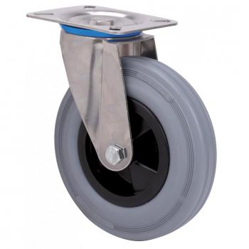 Rueda Giratoria Alex Serie ZVI Inox-PS Gris con Platina y Eje Liso Sin Freno