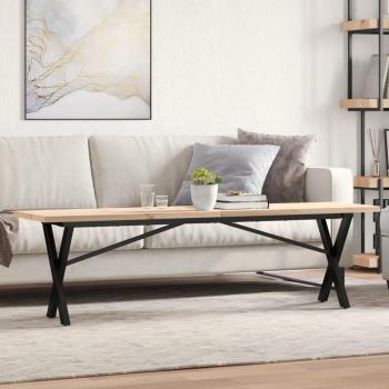 Mesa Centro VidaXL de Madera Maciza de Pino y Hierro 160x40x45,5 cm - Mesita de Salón o Comedor Auxiliar en Color Marrón