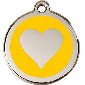 Placa de Identificación Corazón Amarillo Pequeña de Acero Inoxidable 2 cm RedDingo