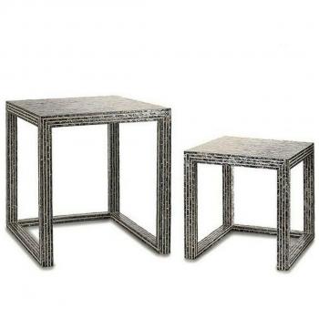 Gift Decor Mesa Auxiliar Gris Nácar Aglomerado (2 Piezas)