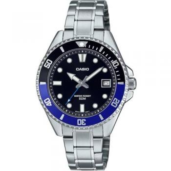 Casio Men's Stainless Steel Dive Watch - MDV-10D-1A2 with Black Dial and Silver Gray Strap