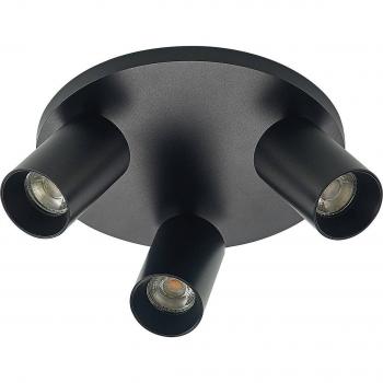 Foco empotrado Arcchio Brinja, redondo, 3 luces, negro, moderno, hecho de aluminio, para pasillos, tipo GU10