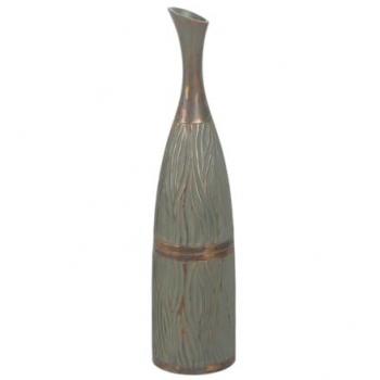 Jarrón Verde Dorado Poliresina 14 x 14 x 60,5 cm