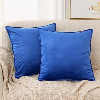 Deconovo Fundas para Cojines de Almohada del Sofá Cubierta Suave Decorativa Protector para Hogar 40 x 40 cm 2 Piezas Azul