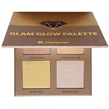 Paleta De Iluminadores De Maquillaje Coloretes En Polvo - Polvos Bronceadores Highlighter Paleta Maquillaje Profesional Con Espejo - 4 Altamente Pigmentados Colores Brillante - Vegano, Hipoalergénico