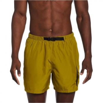 Nike Swim Men's 5 Volley Shorts with Belt in Moss and Yellow, Size Small