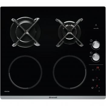 Placa Mixta Brandt BPI6414BM - Inducción y Gas, 4 Zonas, 7400W, Negro
