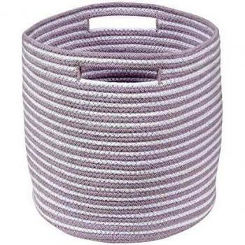 Happy Decor Kids -Cesta Striped 100% Algodón Natural -Malva, Blanco- 30x30x30 cm