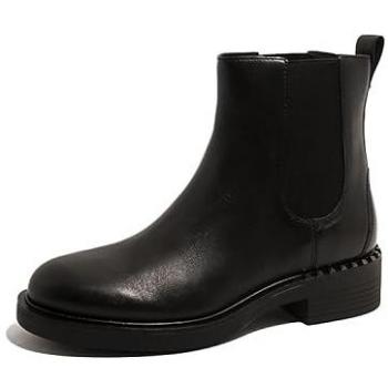 Fancy Black Leather Chelsea Booties with Studs for Women