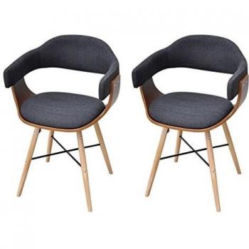 Dark Gray Bentwood Dining Chairs Set of 2 with Fabric Upholstery
