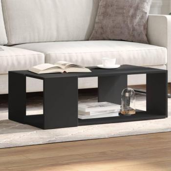 Mesa de centro negra 89,5x48x30 cm en madera multicapa y madera de ingeniería