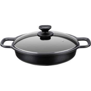 Monix Solid+ - Cacerola baja 24 cm de aluminio fundido con antiadherente Teflon® Classic.