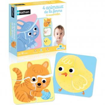 Puzzle Educativo de 4 Animales de Granja para Armar