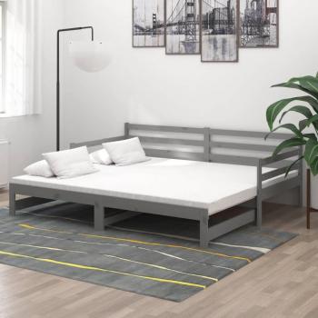 Sofá cama extraíble de pino macizo gris 2x(90x200) cm