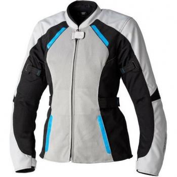 Chaqueta textil de moto para mujer RST Ava Mesh waterproof Plateado-Negro-Azul