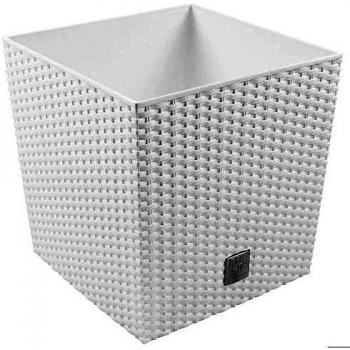 Prosperplast Maceta Rato 7 litros con cubilete para plantar en color blanco 20 x 20 x 20.2 cm