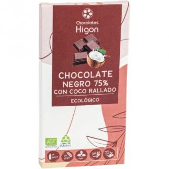 Chocolates Higón Chocolate Negro 75% Coco Rallado Eco 100g