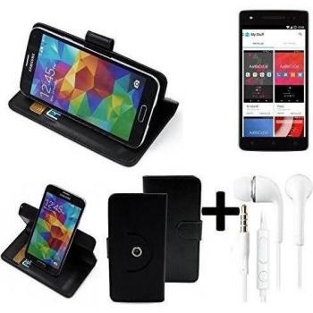 TOP SET: 360° Funda Smartphone para Wileyfox Storm, negro + Auriculares | Función de stand Caso Monedero BookStyle mejor precio, mejor funcionamiento - K-S-Trade | Funda Universal Caso Monedero cubierta del tirón Monedero Monedero