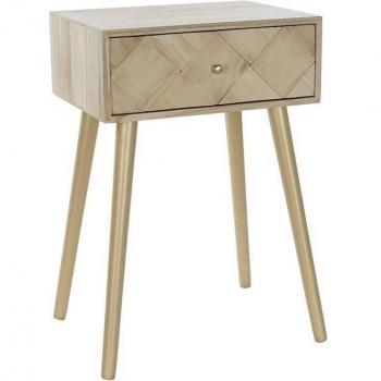 Mesita auxiliar de pino y paulownia con diseño natural de 45x34x67 cm