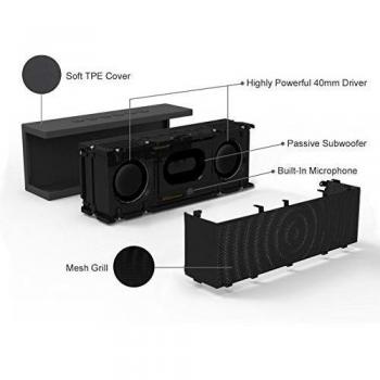 FRiEQ Altavoz estéreo bluetooth portátil inteligente 12W NFC con batería recargable de 8 horas de autonomía con micrófono incorporado